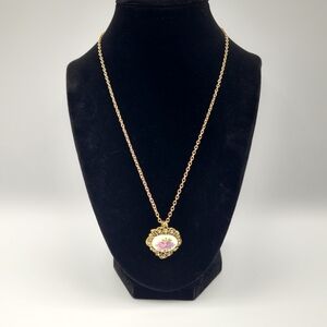 Gold Floral Victorian Inspired Pendant Necklace - Vintage Avon